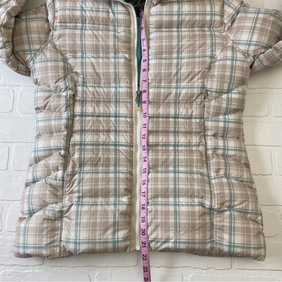 BEIGE ecru Woolrich down jacket puffer plaid ecru nude turquoise neutral - Picture 13 of 16